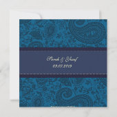 Blue Damask Muslim bruiloft Kaart (Achterkant)