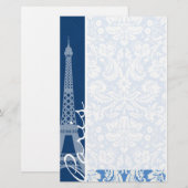 Blue Damask; Parijs Briefpapier (Voorkant / Achterkant)