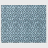 Blue Damask Pattern Elegant Wrapping Paper Cadeaupapier (Vlak)