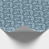 Blue Damask Pattern Elegant Wrapping Paper Cadeaupapier (Hoek)