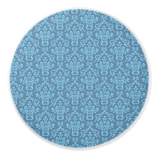 Blue Damask Pattern Keramische Knop (Voorkant)