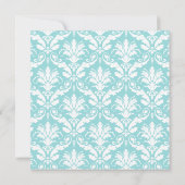 Blue Damask Pattern Spa Vrijgezellenfeest Kaart (Achterkant)