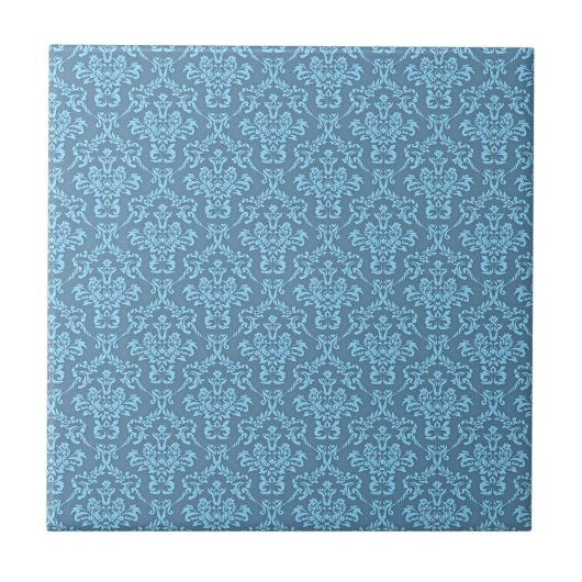 Blue Damask Pattern Tegeltje (Voorkant)