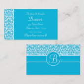 Blue Damask persoonlijke wijziging van adreskaarte Visitekaartje (Voorkant / Achterkant)