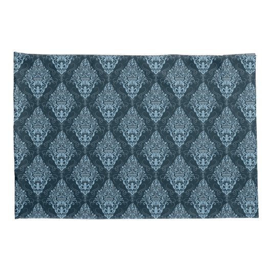 Blue Damask Print Kussensloop Set (Achterkant-Rechts)