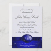 Blue Damask Ribbon Afstuderen Invitation Kaart (Voorkant)
