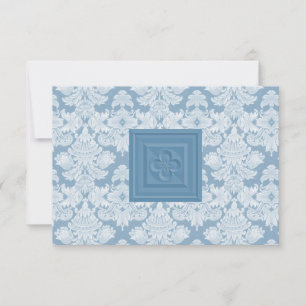 Blue Damask RSVP-kaart met Cross of Quatrefoil RSVP Kaartje