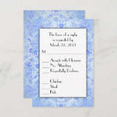 Blue Damask RSVP met menukeuze (Voorkant / Achterkant)