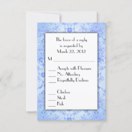 Blue Damask RSVP met menukeuze Kaartje