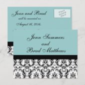 Blue Damask Save the Date Briefkaart (Voorkant / Achterkant)