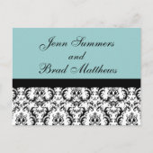 Blue Damask Save the Date Briefkaart (Voorkant)