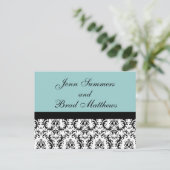 Blue Damask Save the Date Briefkaart (Staand voorkant)