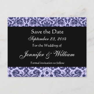 Blue Damask Save the Date Briefkaart