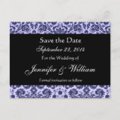 Blue Damask Save the Date Briefkaart (Voorkant)