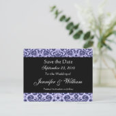 Blue Damask Save the Date Briefkaart (Staand voorkant)