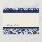 Blue Damask Save the Date Wedding Briefkaarten (Achterkant)