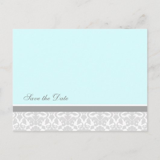 Blue Damask Save the Date Wedding Briefkaarten (Achterkant)
