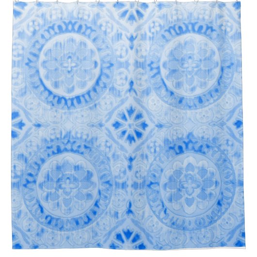 Blue Damask Shower Curtain Douchegordijn (Voorkant)