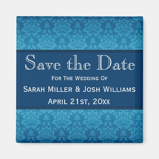 Blue Damask slaat de Magnet Datum op (Voorkant)
