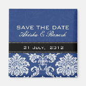 Blue Damask slaat de Magnet Datum op (Voorkant)
