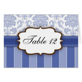 Blue Damask Stripe Table Number (Voorkant Horizontaal)
