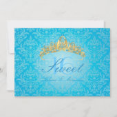 Blue Damask Sweet 16/ tiara/turquoise uitnodiginge Kaart (Voorkant)