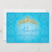 Blue Damask Sweet 16/ tiara/turquoise uitnodiginge Kaart (Voorkant)