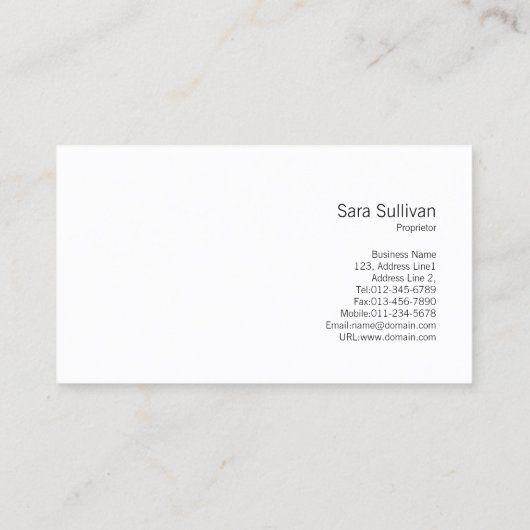 Blue Damask Tearaway Retail Visitekaartje (Achterkant)