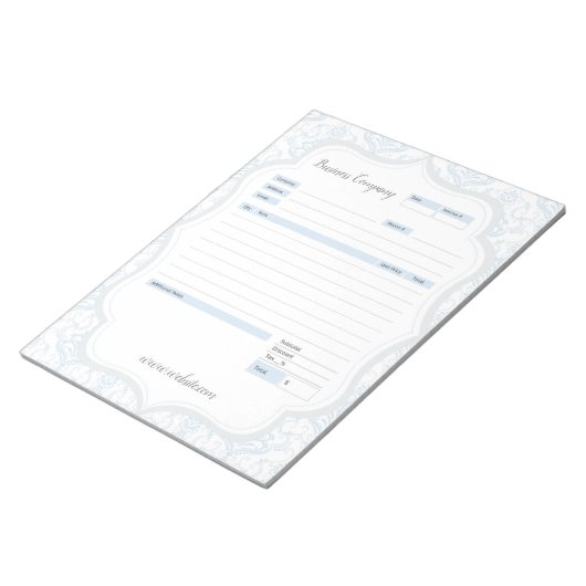 Blue Damask Thema Bestelformulier en Factuur Notit Notitieblok (Schuin)