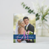 Blue Damask trouwfoto Dank u Briefkaart (Staand voorkant)