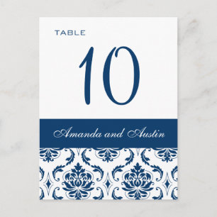 Blue Damask Trouwtafel Nummer Kaarten