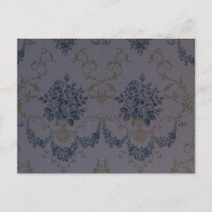 Blue Damask Vintage Wallpaper Briefkaart