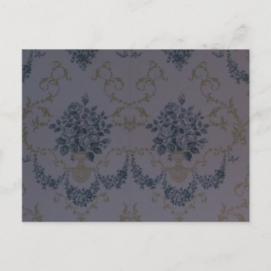 Blue Damask Vintage Wallpaper Briefkaart (Voorkant)