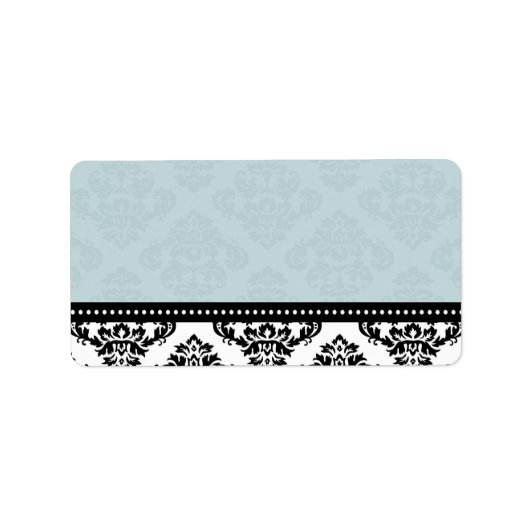 Blue Damask Wedding Adresetiketten Etiket (Voorkant)