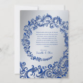 Blue Damask Wedding Dank u fotokaart Bedankkaart (Achterkant)