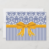Blue Damask Wedding Flat Uitnodiging (Achterkant)