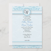Blue Damask Wedding Kaart (Voorkant)