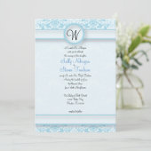 Blue Damask Wedding Kaart (Staand voorkant)