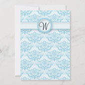 Blue Damask Wedding Kaart (Achterkant)