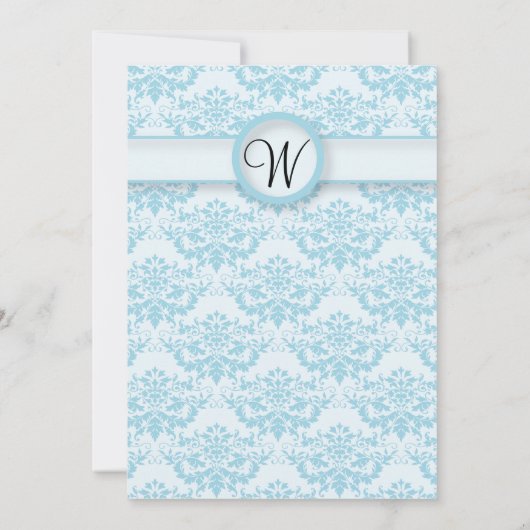 Blue Damask Wedding Kaart (Achterkant)