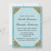 Blue Damask Wedding Kaart (Voorkant)