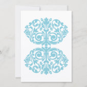Blue Damask Wedding Kaart (Achterkant)