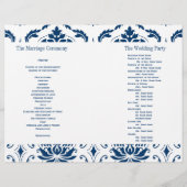 Blue Damask Wedding Program (Achterkant)