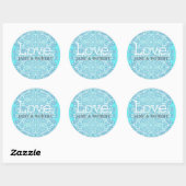 Blue Damask Wedding Ronde Sticker (Vel)