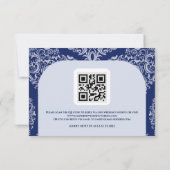 Blue Damask Wedding RSVP Response Kaart (Achterkant)