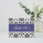 Blue Damask Wedding Table Number Briefkaart (Staand voorkant)