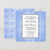 Blue Damask Wedding Uitnodiging (Voorkant / Achterkant)
