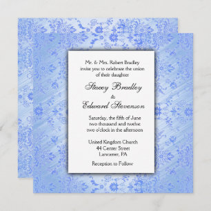 Blue Damask Wedding Uitnodiging