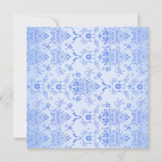 Blue Damask Wedding Uitnodiging (Achterkant)