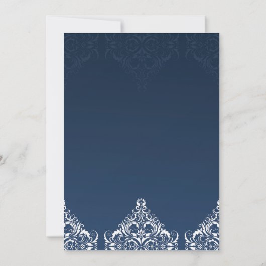 Blue Damask Wedding Uitnodiging (Achterkant)